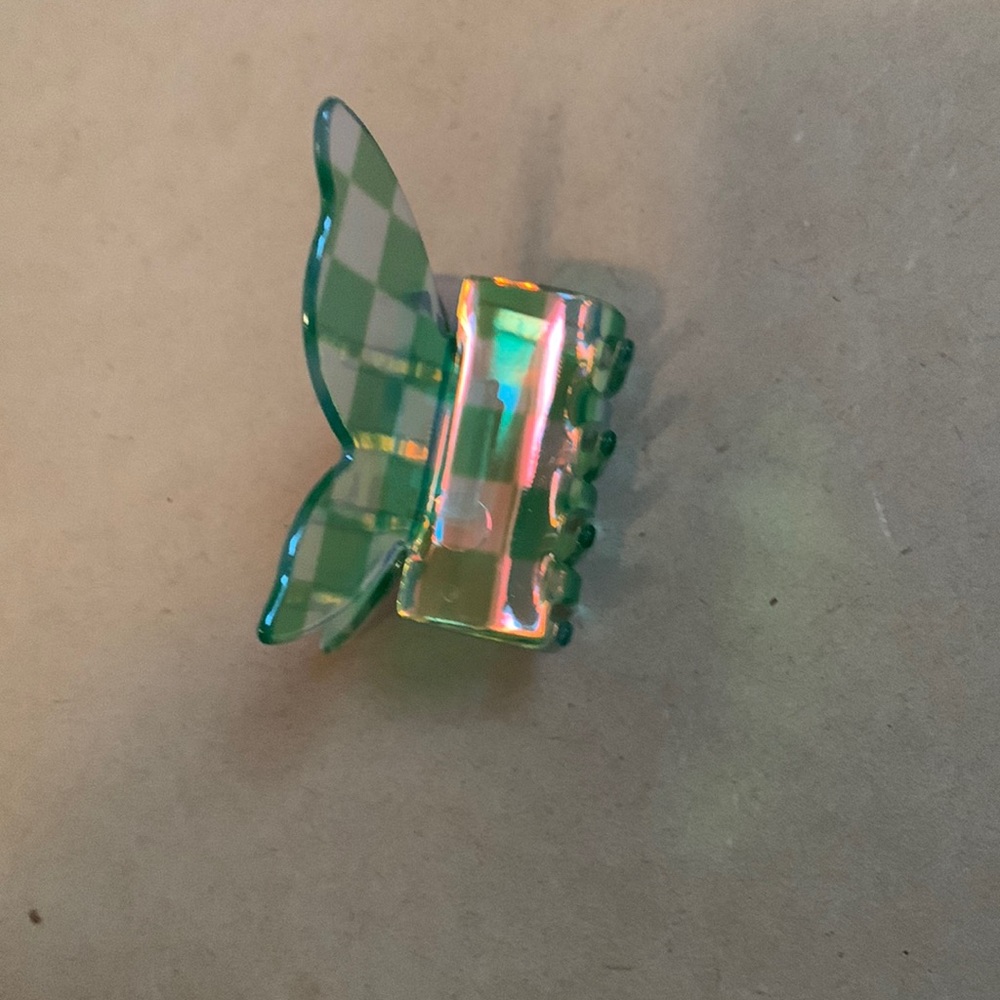 90s style Y2K butterfly, claw, holographic, checkered hair clip